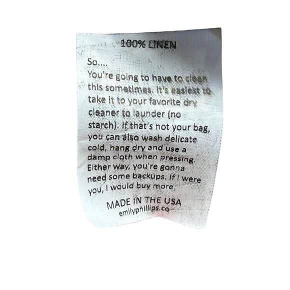 Emily Phillips Cheetah Girlfriend Button Down Linen Shirt Size 4 Made In USA - Picture 2 of 7